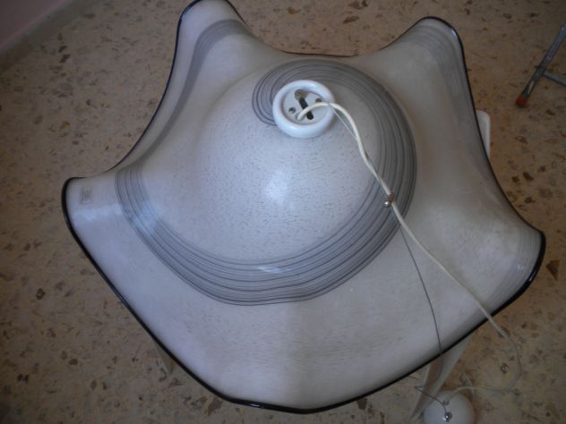 Lampadario a sospensione con coppa in vetro Murano decorato . - Foto 5