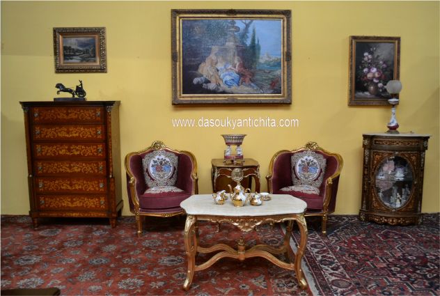 Tavolino da salotto dorato stile Rocaille - Foto 2