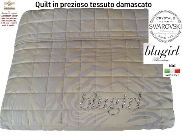 BLUGIRL trapuntina - quilt matrimoniale in prezioso damasco e SWAROVSKI