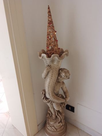 Coppia Vasi Sculture a rilievo Angioletti Puttini Artigianato Italy con Luci - Foto 2