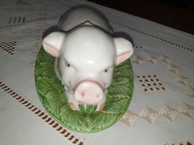 Portaburro o burriera fine porcellana a forma di Maialino - Foto 4