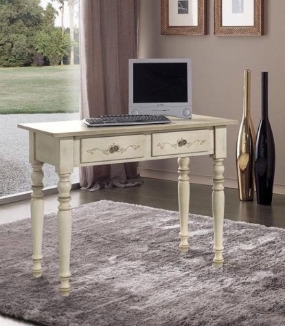 Scrittoio con 2 cassetti, gambe tornite, laccato decorato cod 7500