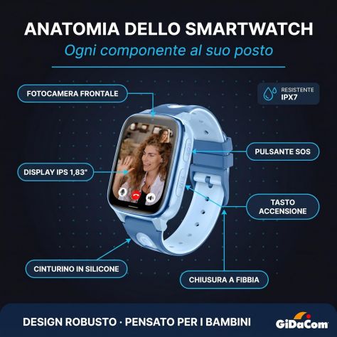 Smartwatch bambini 4G SIM SOS videochiamata GPS LBS WiFi scuola AZZURRO - Foto 10