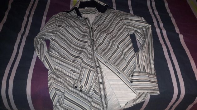 Camicia base grigia a coste bianche blu e nere Tg M - NUOVA - Foto 3