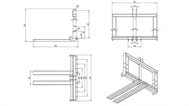 -FORCHINI PER PALLET A TRE PUNTI PER TRATTORE 600kg - Foto 4