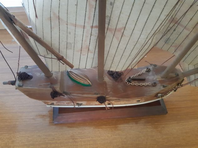 MODELLINO VELIERO IN LEGNO "SANTA MARIA 1492" - VINTAGE (40X35 CM) - Foto 3