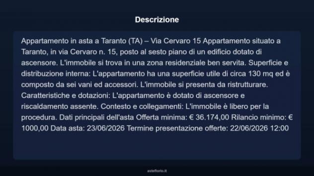 Immobile in asta di 130 m² con più di 5 locali in vendita a Taranto - Foto 4