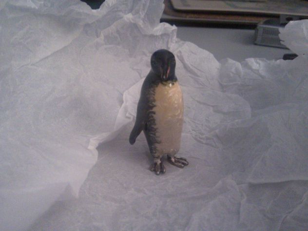 Coppia di Pinguini in argento smaltato