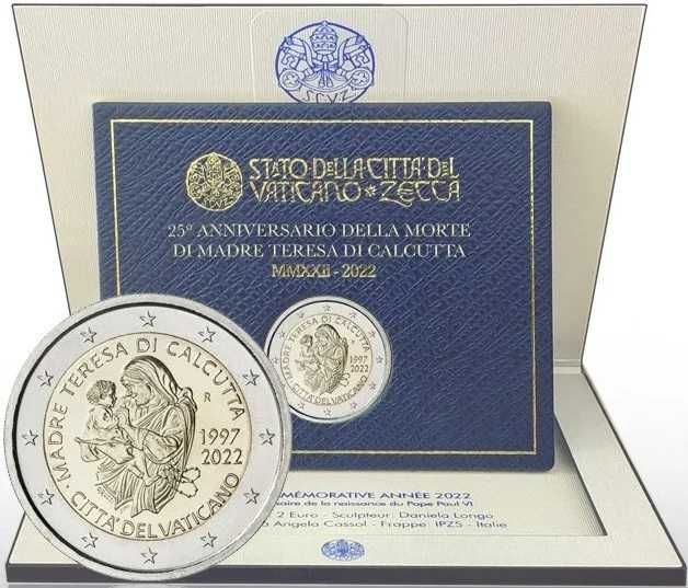 2 euro commemorativi Fdc Vaticano Papa Francesco dal 2016 al 2022
