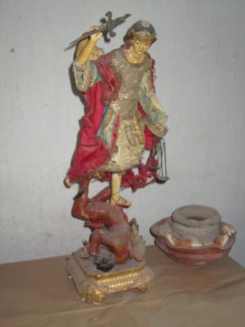 Statua ORIGINALE del 700 raffigurante S. Michele Arcangelo - Foto 5