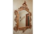Antica Specchiera da Parete in Legno Massello Scolpito e Dorato - Stile Rococò