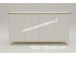 Credenza cannettata avorio chiaro e oro su misura con spedizione