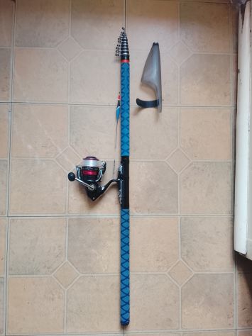 Canna Carbonio 6,20 Metri Mulinello Shimano Bolognese Trota Mare da pesca