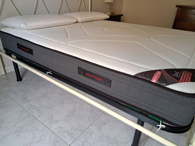 Letto Ferro Beige Rete Doghe Materasso Specchio - Foto 7