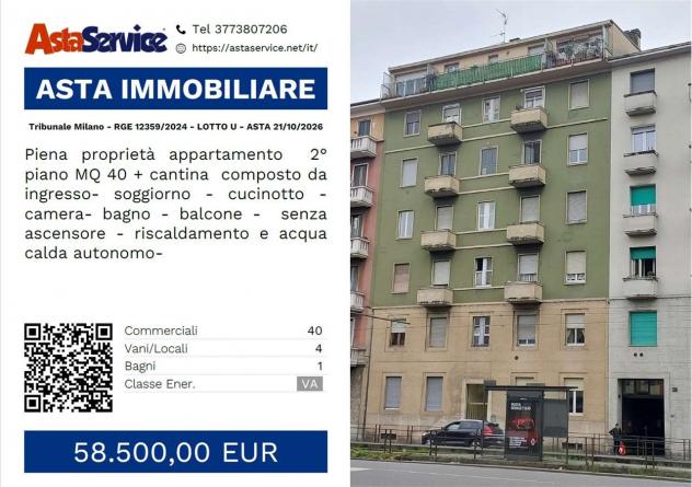 12359/2024 U MI - Tribunale Milano - RGE 12359/2024 - LOTTO U - ASTA 21/10/2026