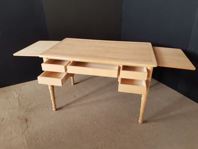 SCRIVANIE IN LEGNO GREZZO CON 5 CASSETTI E 2 TIRETTI LATERALI - NUOVE - Foto 4