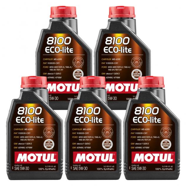 5 Litri MOTUL 8100 ECOLITE 5W30 Olio motore sintetico per risparmio carburante