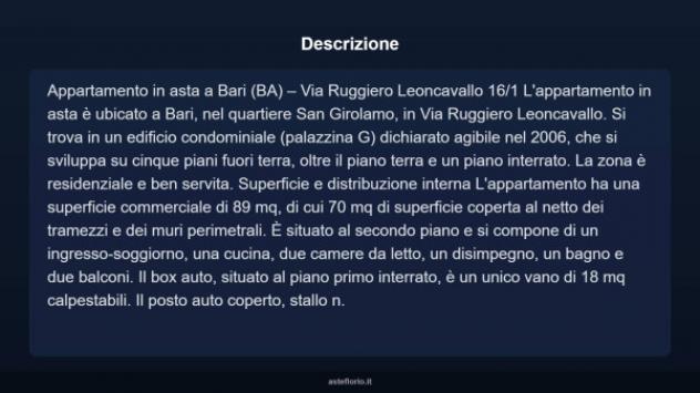 Immobile in asta di 89 m², box auto in vendita a Bari - Foto 3