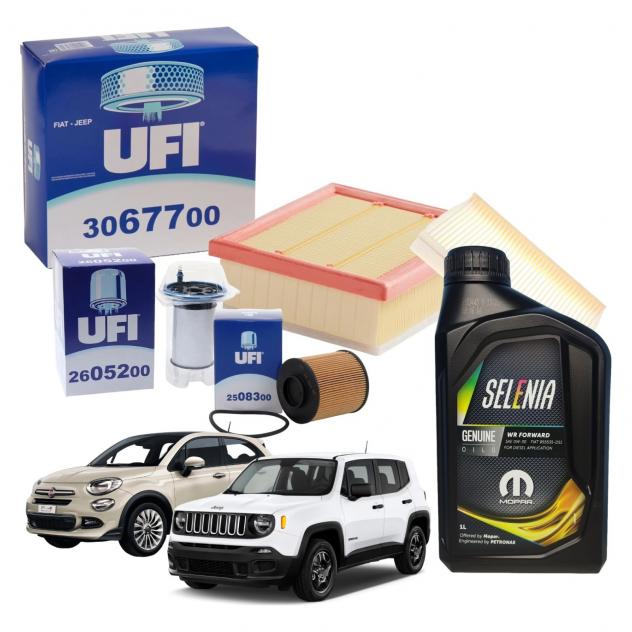 Kit Tagliando UFI con Filtri e Olio Selenia 0W30 per Fiat 500X e Jeep Renegade
