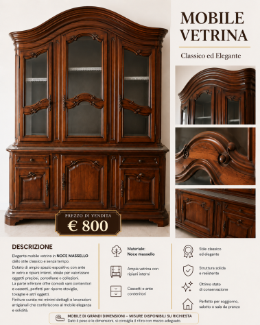 CREDENZA STILE CLASSICO LEGNO MASSELLO