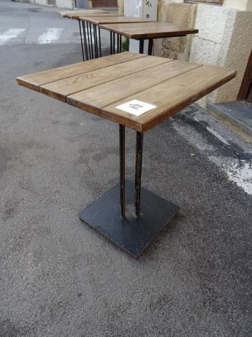5 Tavolini artigianali legno massello e ferro