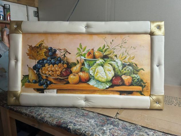 Quadro ecopelle barocco moderno sacra famiglia paesaggio frutta con spedizione
