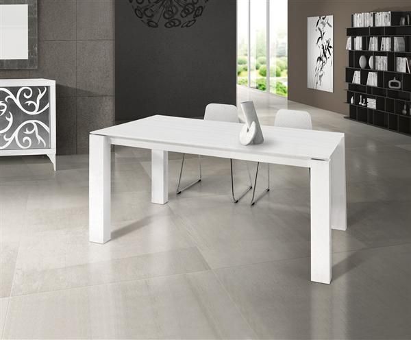 tavolo bianco in laminato con 2 allunghe