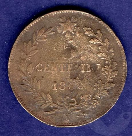 ITALIA 1862 Monete 5 Centesimi - MB