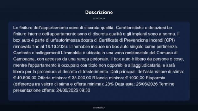 Immobile in asta di 72 m², box auto in vendita a Campagna - Foto 6