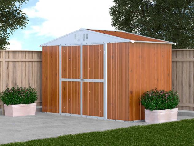 Box in Acciaio Zincato Casetta da Giardino in Lamiera 3.27 x 1.55 m x h2.15 m - 114 KG - 5.06 metri quadri - LEGNO - Foto 4