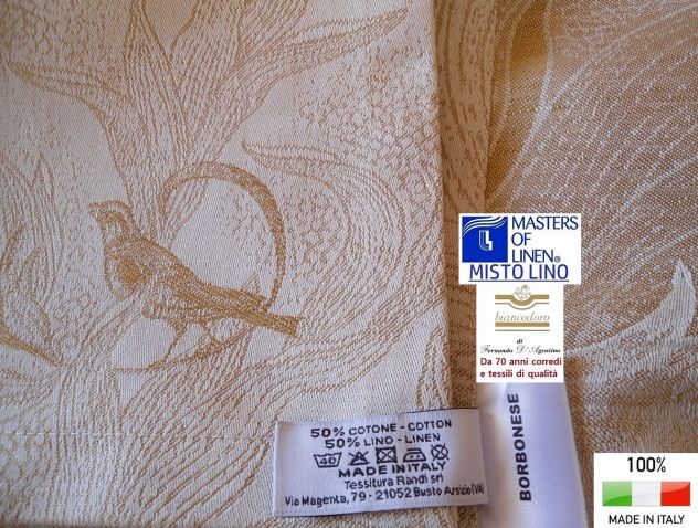 TOVAGLIA ELEGANTE BORBONESE FIANDRA LINO CM. 270 X 170 CON 12 TOV.LI - Foto 5