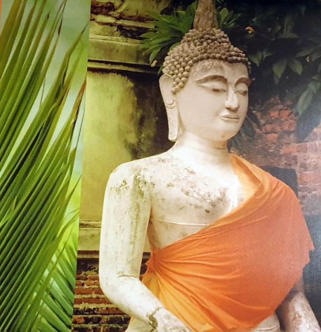 Dipinto Buddha Verde/Arancio su tela