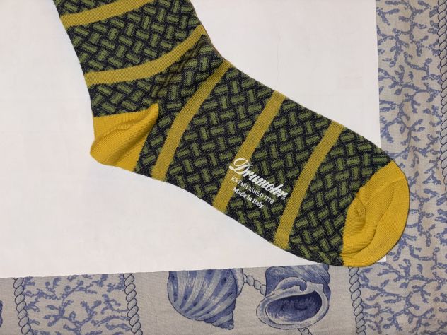 CALZE NUOVE LUNGHE UOMO IN COTONE E SETA FIRMATE ORIGINALI DRUMOHR,MADE IN ITALY - Foto 4