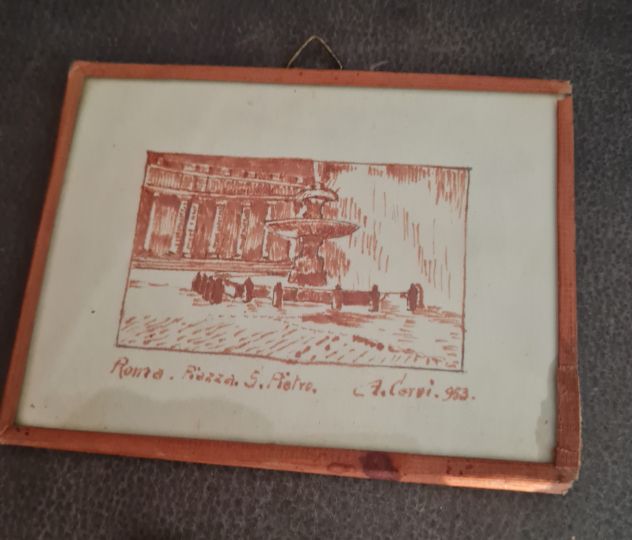 Serie n° 8   acquarelli in miniatura   firmati A. Cervi Roma  anni '50 - Foto 2