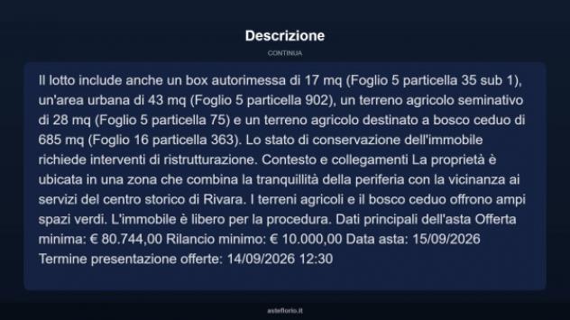 Immobile in asta di 145 m² con più di 5 locali e box auto in vendita a Rivara - Foto 13