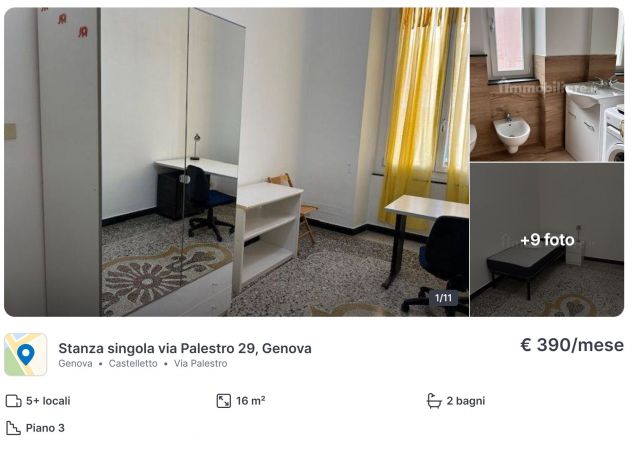 camera singola per studentessa