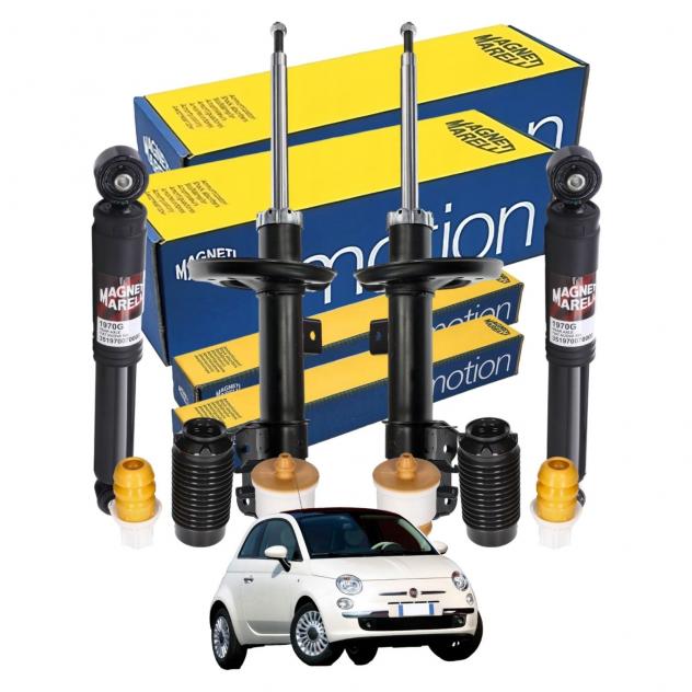 Kit 4 Ammortizzatori Magneti Marelli + 4 Tamponi Paracolpo per Fiat 500 e 500C