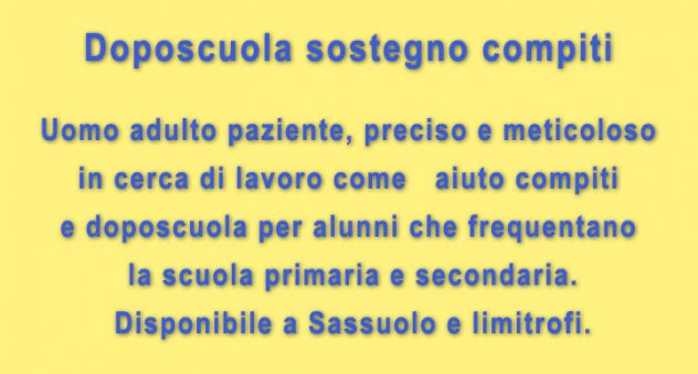 Tutor aiuto compiti a domicilio