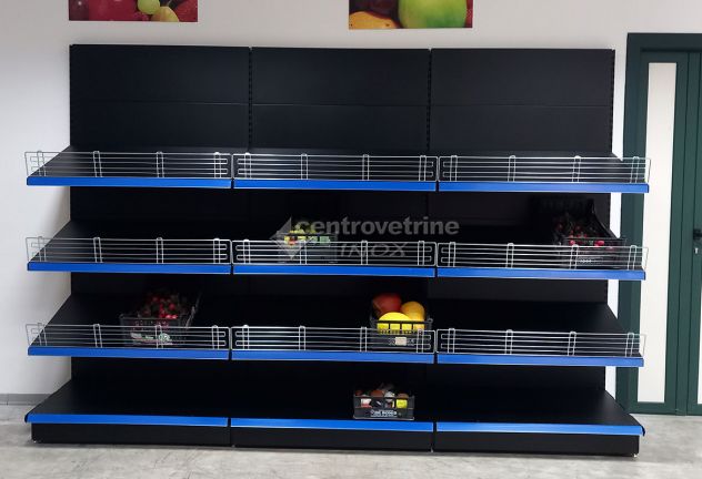 SCAFFALE FRUTTA IN FERRO NERO DA 303 CON PIANO BASE 50 E PIANI DA 50 - Foto 3