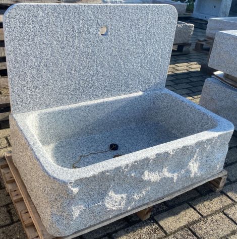 Lavello lavandino per cucina in pietra granito grigio 80cm 3 - Foto 6