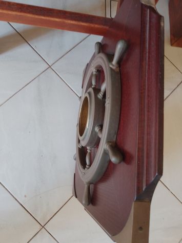 Scultura Antica Nautica Timone Mogano Bronzo - Foto 4