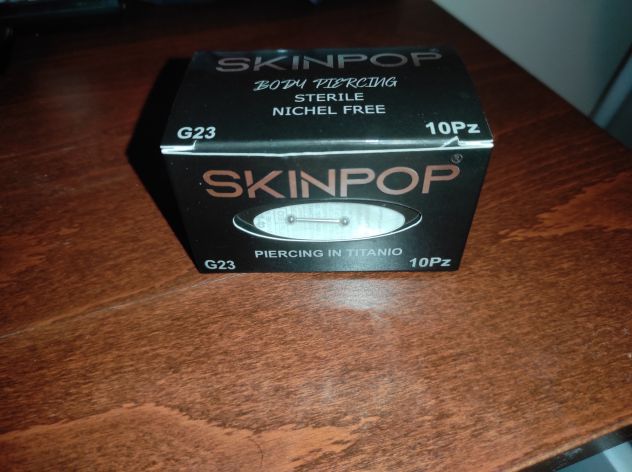Piercing barbell in Titanio G-23 sterili - filettatura interna 1.2-12-3 Skinpop - Foto 3