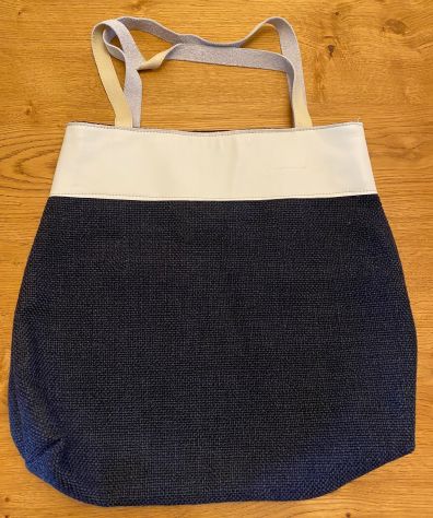 Borsa in tela di cotone blu NUOVA