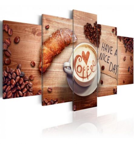 Quadro Col Caffè E Il Cornetto Cm. 100x50 E 200x100 ARREDALACASA