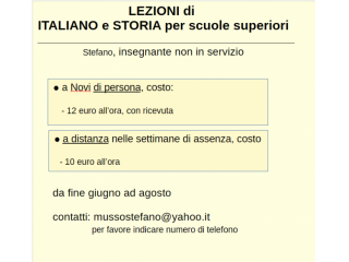 Aiuto allo studio: italiano e storia scuola superiore, a Novi