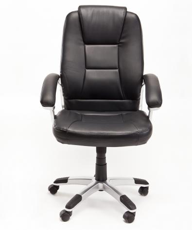 POLTRONA UFFICIO ERGONOMICA GIREVOLE IN ECOPELLE NERA - DIREZIONALE MODELLO CARTIER - NUOVA - Foto 5