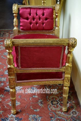 Poltrona-panchetta dorata stile Luigi XVI - Foto 7
