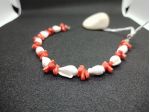 Bracciale ak257, Argento 925 rodiato, Corallo, Conchiglie - Nuovo