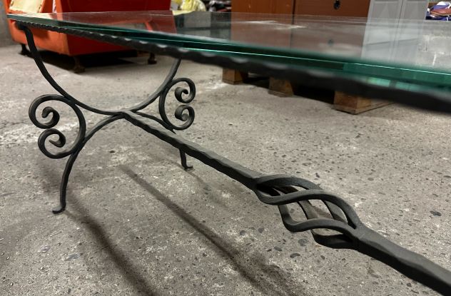 Tavolino da salotto in ferro battuto con vetro - Foto 5