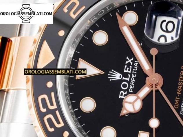 Rolex Replica GMT-MASTER II 126711 CERAMICA NERA/MARRONE MIGLIOR EDIZIONE SU BRACCIALE SS/RG 3285 - Foto 4